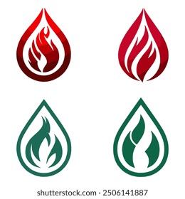 Colorful Fire Flame Fire Icon Vector Icons Set Isolated On White Background