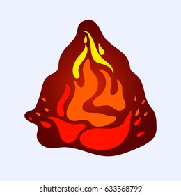 Colorful fire icon isolated on background, flat blazing flame sign