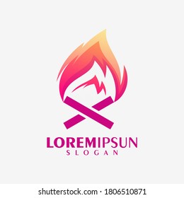 colorful fire logo design template