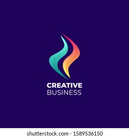 Colorful fire wave logo design vector illustration , ready to use to start a new business and rebranding. EPS 10