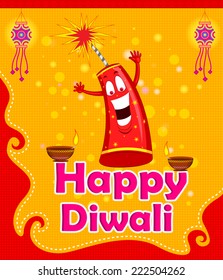 Colorful firecracker with expression for Diwali in vector