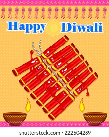 Colorful firecracker with expression for Diwali in vector