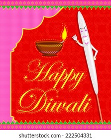 Colorful firecracker with expression for Diwali in vector