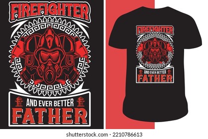 Colorful Firefighter T Shirt Design isolated, 