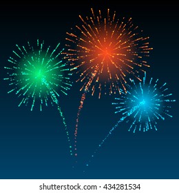 Colorful firework background. Vector illustration.