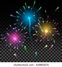 Colorful firework background. Vector illustration.