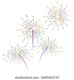 Colorful firework burst with rainbow strokes. Fun, festive vector for New Year, parties, holidays, kids’ events, or celebration graphics. Bright and joyful design.