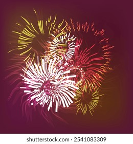 Colorful Firework Bursts Vector Background