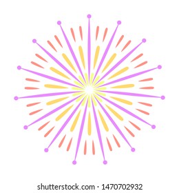 Colorful firework. Celebration fire firework, christmas pyrotechnics firecracker for winter party festival birthday celebration or anniversary firecracker background isolated vector