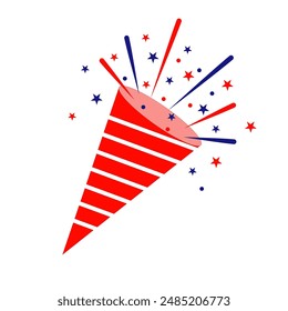 Colorful firework cones of the United States flag