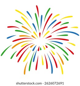 Colorful Firework Explosion. Carnival Party Vector Background on Transparent Background