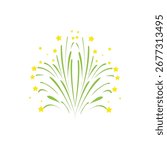 Colorful firework explosion illustration in yellow and blue. Perfect for celebration, festival, New Year, party decoration, holiday design, and festive vector art.