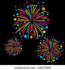 Colorful firework on black background