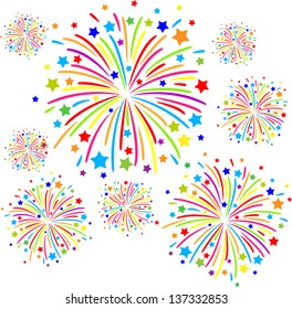 Colorful firework on white background. eps10