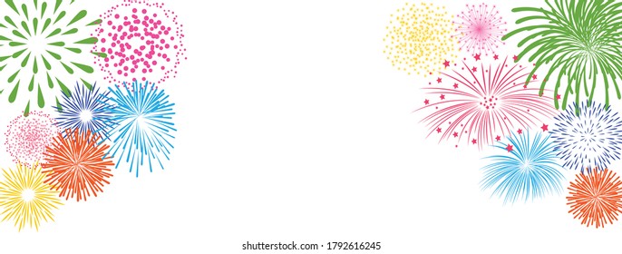 Colorful firework on white background for celebration party