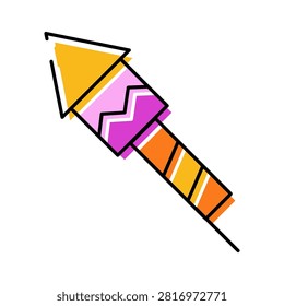 Colorful firework rocket icon illuminating a festive occasion, symbolizing joy, entertainment, and explosive excitement for holidays, events, and special moments