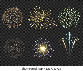 colorful firework set bursting in vector illustration. concept for template for celebration in new year and Christmas festive. It also can use for fourth of July and carnival firework event.