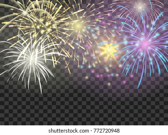 colorful firework set bursting in vector illustration. concept for template for celebration in new year and Christmas festive 