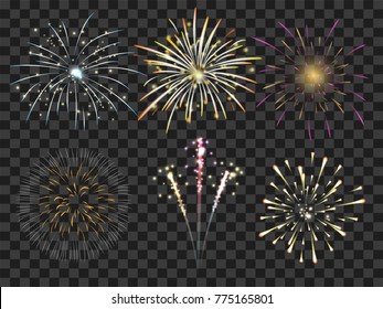 colorful firework set bursting in vector illustration. concept for template for celebration in new year and Christmas festive 