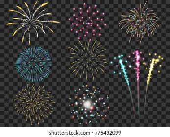 colorful firework set bursting in vector illustration. concept for template for celebration in new year and Christmas festive 