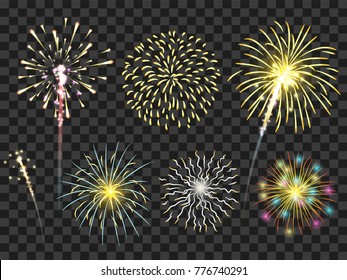 colorful firework set bursting in vector illustration. concept for template for celebration in new year and Christmas festive