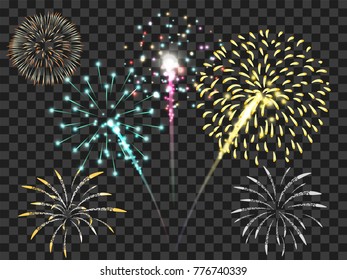 colorful firework set bursting in vector illustration. concept for template for celebration in new year and Christmas festive