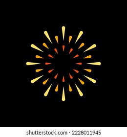 Farbiges Feuerwerk einzeln auf schwarzem Hintergrund. Himmelskonzept der Nacht