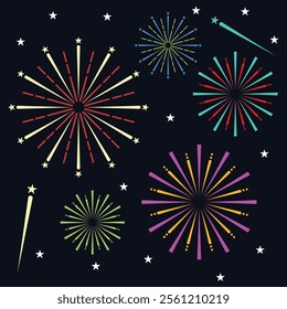 Colorful firework with star vector design template