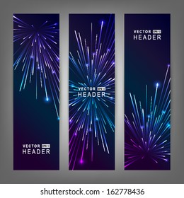 Colorful Firework. Website Header Or Banner Set.  Fully Editable. Vector Illustration EPS 10