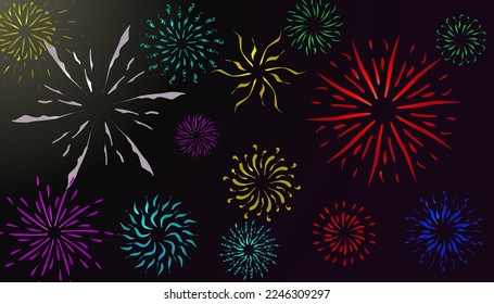 Colorful fireworks background vector illustration. Perfect for party banners, posters