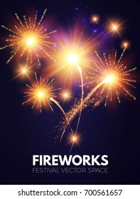 Colorful fireworks background. Vector illustration