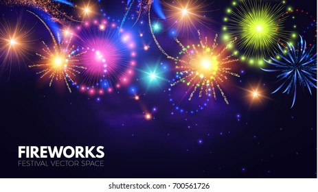 Colorful Fireworks Background. Vector Illustration