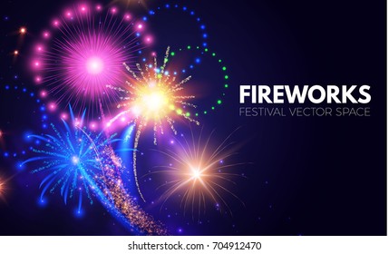 Colorful fireworks background. Vector illustration