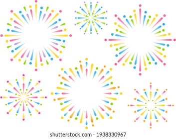 Colorful fireworks circular frame set