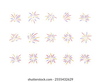 Colorful Fireworks Design Element Set 