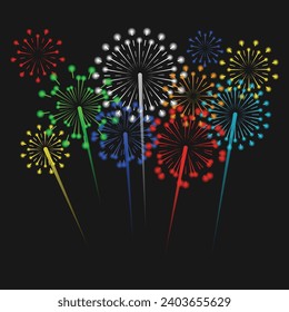 Los coloridos fuegos artificiales explotan la noche de la celebración