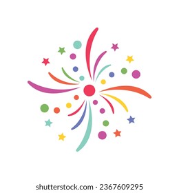 Explosión de fuegos artificiales coloridos diseño gráfico vectorial. Confeti colorido.