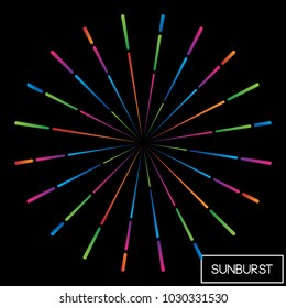 Colorful Fireworks Explosion. Vintage Fireworks burst. 
Colored Sunburst