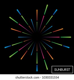 Colorful Fireworks Explosion. Vintage Fireworks burst. 
Colored Sunburst