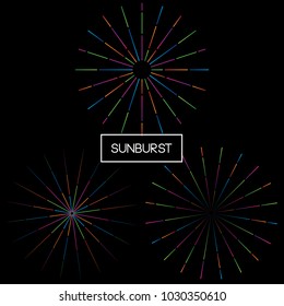 Colorful Fireworks Explosion. Vintage Fireworks burst. 
Colored Sunburst