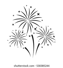 Colorful fireworks icon in black style isolated on white background. Event service symbol stock vector illustration.