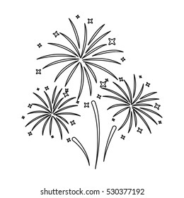 Colorful fireworks icon in outline style isolated on white background. Event service symbol stock vector illustration.