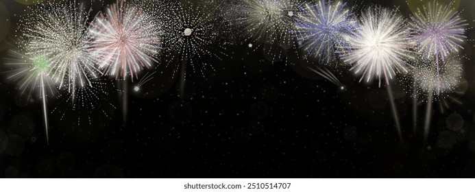 Colorful fireworks lighting up a dark night sky, perfect for New Year celebrations, Independence Day, or any festive occasion, capturing the joy and excitement of the moment.