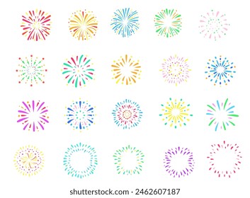 Colorful Fireworks Line Art Illustration Material
