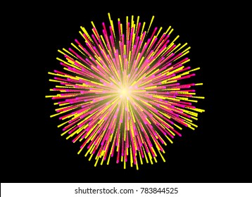 Colorful Fireworks on black background, celebration concept.