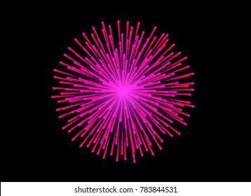 Colorful Fireworks on black background, celebration concept.