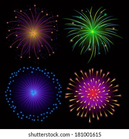 Colorful Fireworks on Dark Background