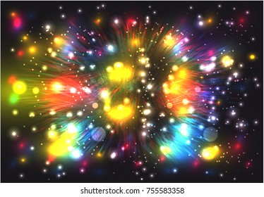Colorful fireworks on dark background.
