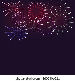 Colorful fireworks on twilight background with copy space at the under area of image. Design for celebration event in vector illustration
