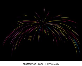 Colorful fireworks Radiating from the center of thin beams, lines. Vector illustration. Dynamic style. Abstract explosion, speed motion lines from the middle, radiating sharp

